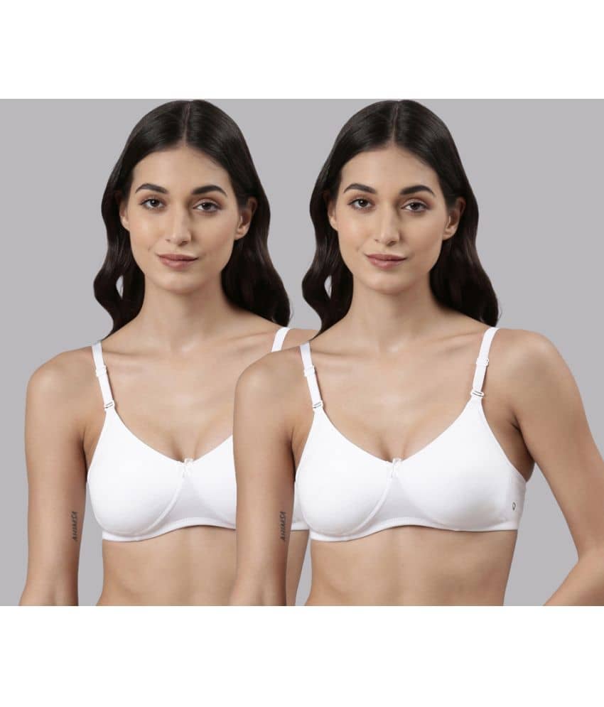 Dollar Missy Pack of 2 Cotton Lightly Padded Women's T-Shirt Bra ( White )