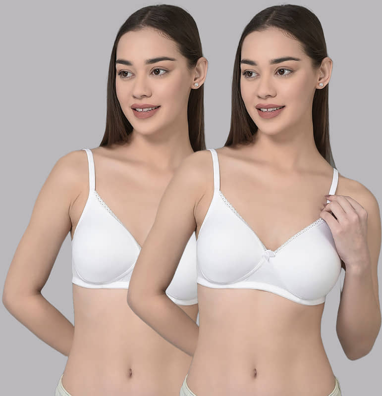 Dollar Missy Pack of 2 Cotton Lightly Padded Women's T-Shirt Bra ( White )