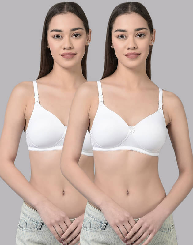     			Dollar Missy Pack of 2 Cotton Lightly Padded Women's T-Shirt Bra ( White )