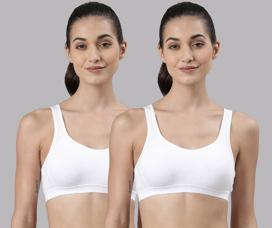 Dollar Missy Pack of 2 Cotton Non Padded Women's Cupless Bra ( White )
