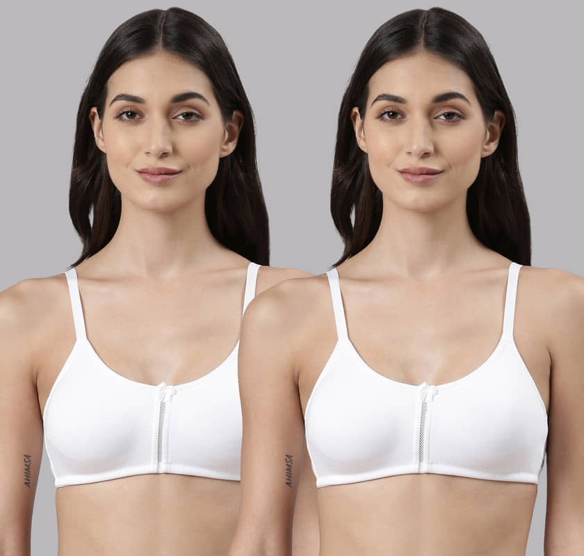 Dollar Missy Pack of 2 Cotton Non Padded Women's Everyday Bra ( White )