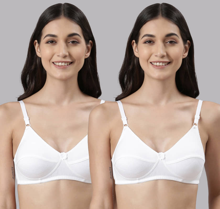 Dollar Missy Pack of 2 Cotton Non Padded Women's Everyday Bra ( White )