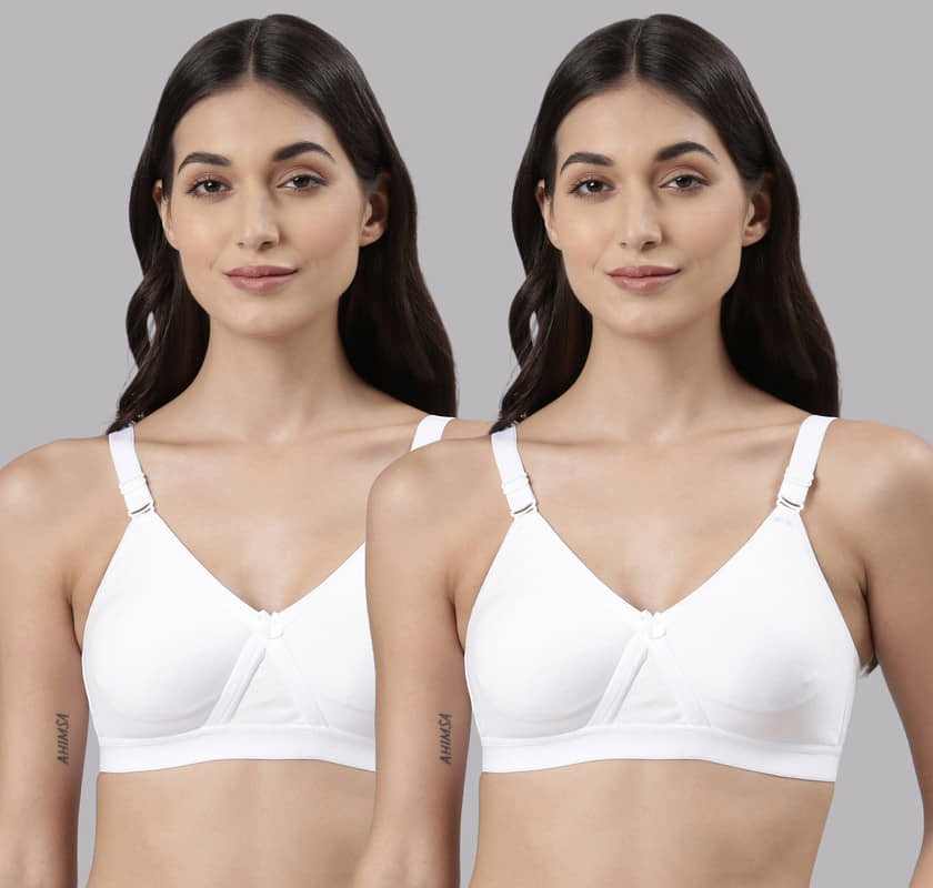 Dollar Missy Pack of 2 Cotton Non Padded Women's Everyday Bra ( White )