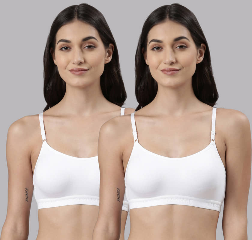 Dollar Missy Pack of 2 Cotton Non Padded Women's Bralette Bra ( White )