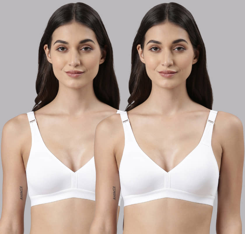 Dollar Missy Pack of 2 Cotton Non Padded Women's Everyday Bra ( White )