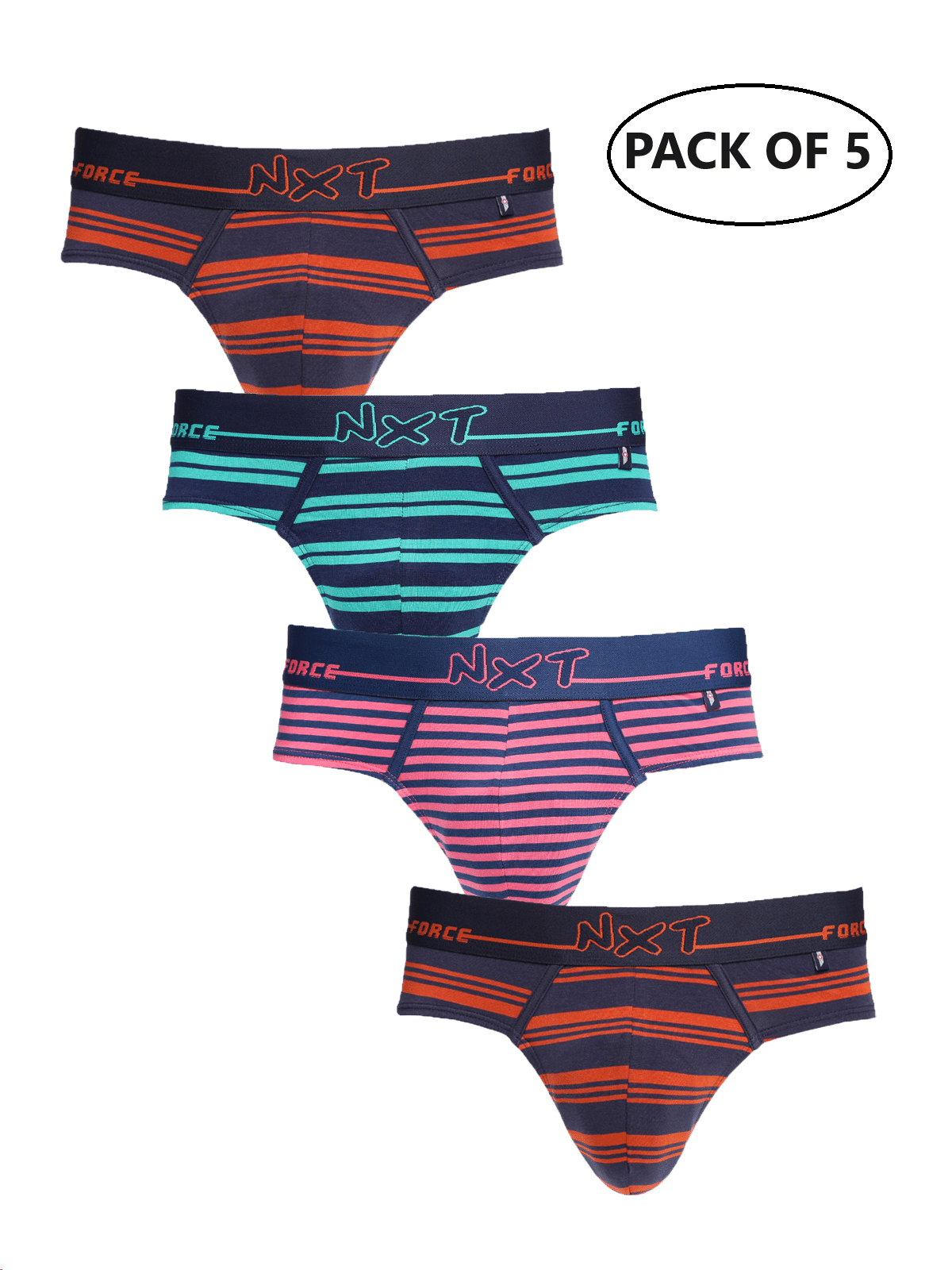     			Force NXT Pack of 5 Cotton Briefs For Men's ( Multicolor )