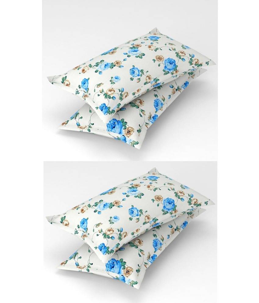 Homefab India - Pack of 4 Microfiber Floral Printed Standard Size Pillow Cover ( 66.04 cm(26) x 43.18 cm(17) ) - Blue Homefab India - Pack of 4 Microfiber Floral Printed Standard Size Pillow Cover ( 66.04 cm(26) x 43.18 cm(17) ) - Blue