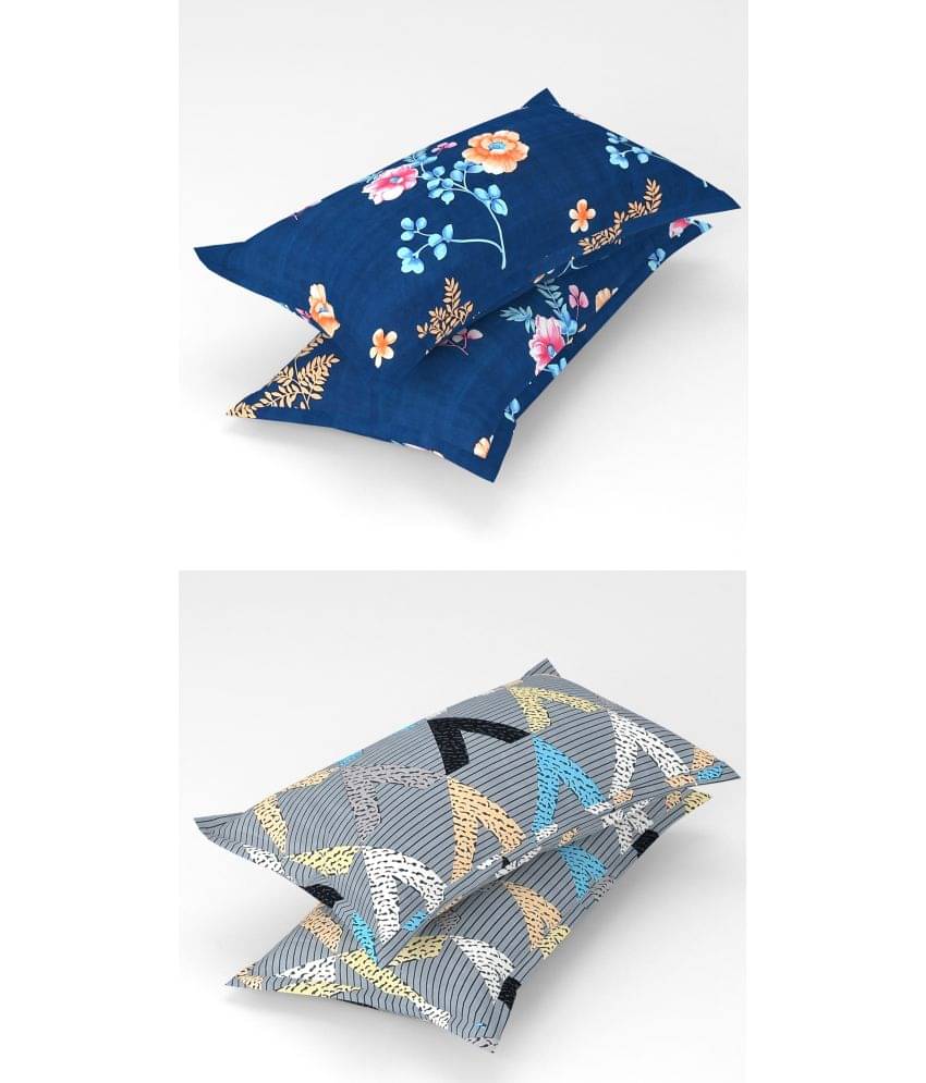 Homefab India - Pack of 4 Microfiber Floral Printed Standard Size Pillow Cover ( 66.04 cm(26) x 43.18 cm(17) ) - Multi-Colour Homefab India - Pack of 4 Microfiber Floral Printed Standard Size Pillow Cover ( 66.04 cm(26) x 43.18 cm(17) ) - Multi-Colour