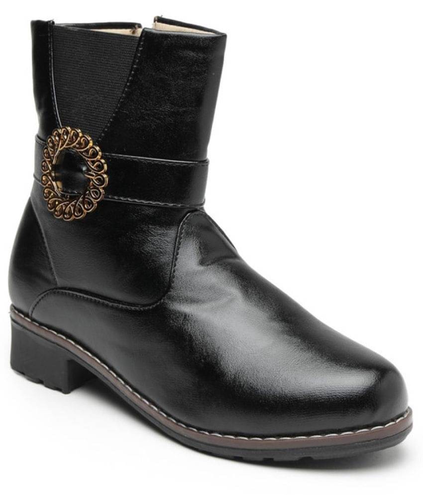     			NATSHUZ Black Women's Ankle Length Boots