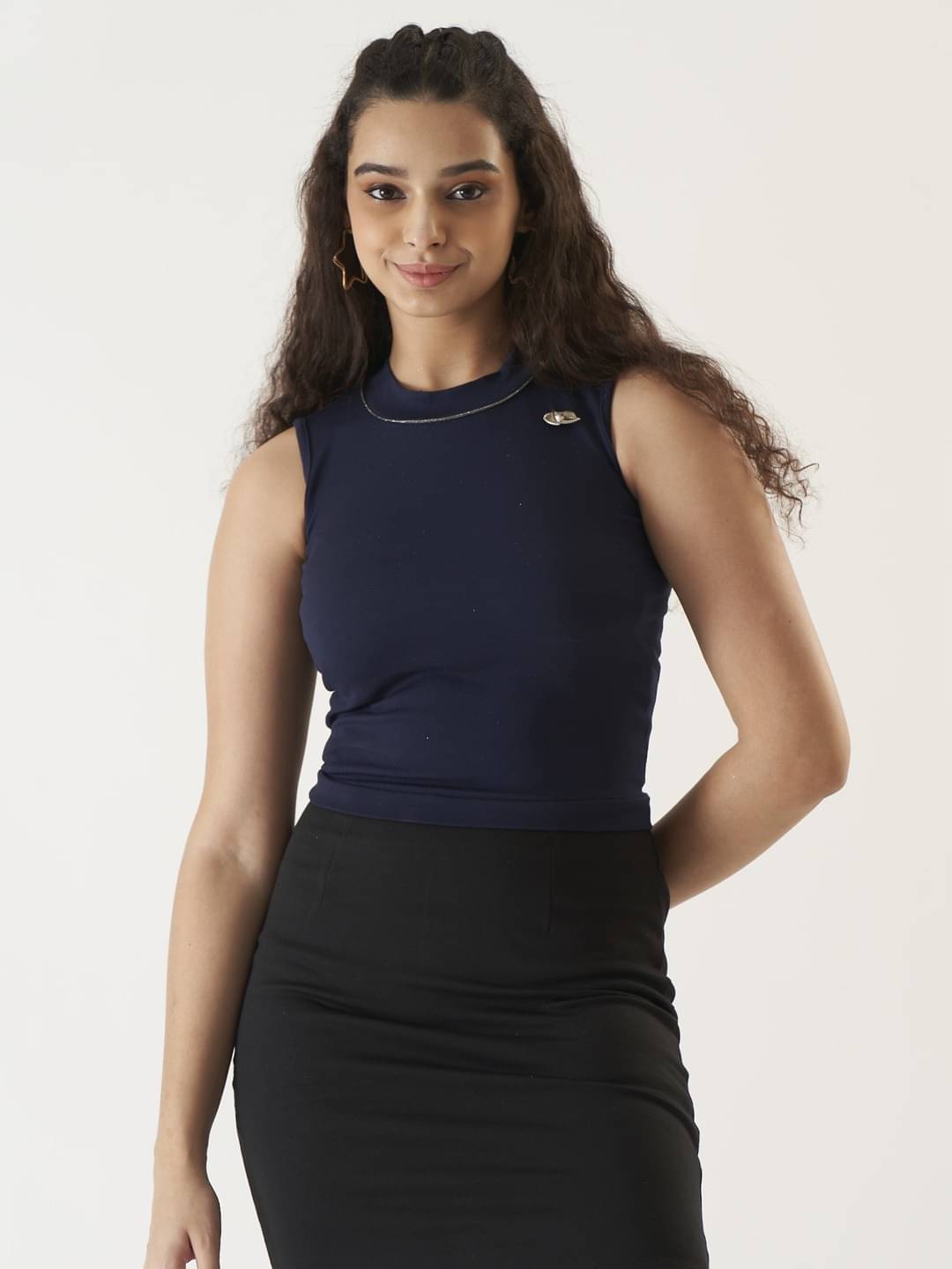     			Prettify Women's Cotton Blend Crop Top ( Blue )