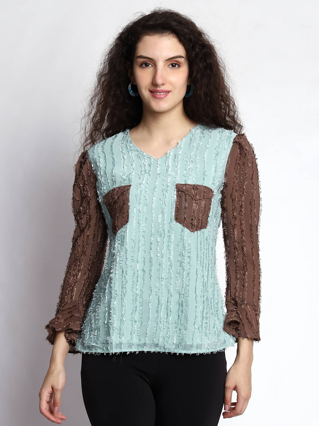     			Prettify Women's Georgette Regular Top ( Blue )