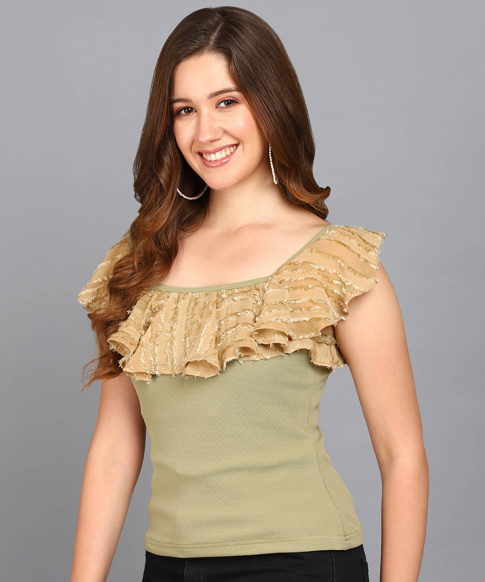 Prettify Women's Cotton Blend Crop Top ( Green )     			Prettify Women's Cotton Blend Crop Top ( Green )