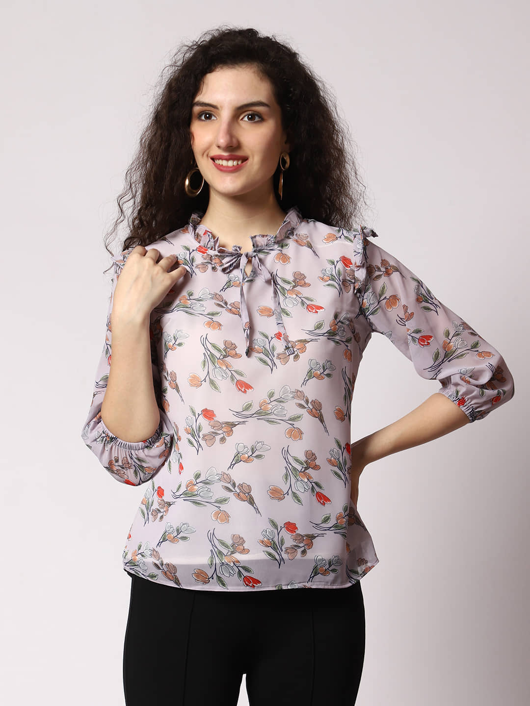 Prettify Women's Georgette Regular Top ( Multi Color )