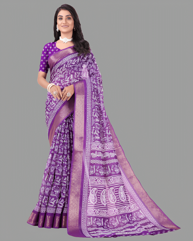 Sitanjali Cotton Printed Saree With Unstitched Blouse Piece ( Multicolor ) Sitanjali Cotton Printed Saree With Unstitched Blouse Piece ( Multicolor )
