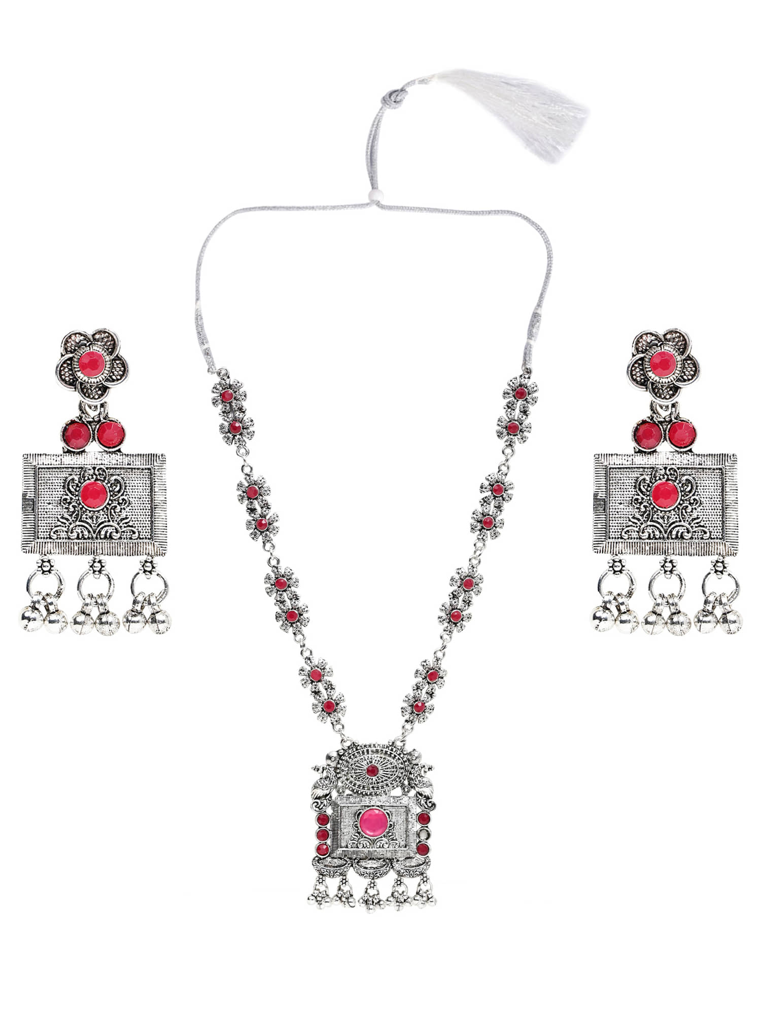 Sunhari Jewels Maroon German Necklace Set ( Pack of 1 )