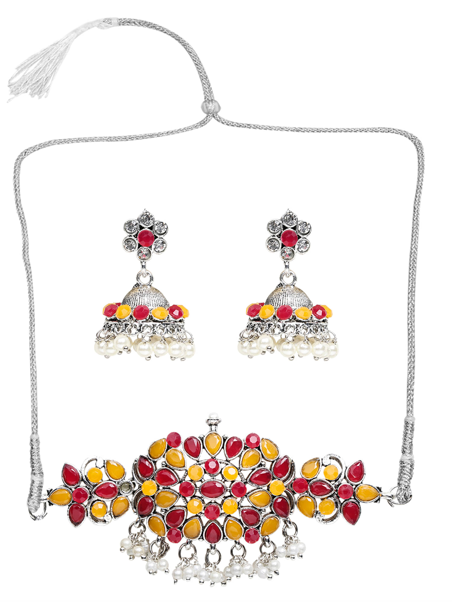     			Sunhari Jewels Multi Color Alloy Necklace Set ( Pack of 1 )