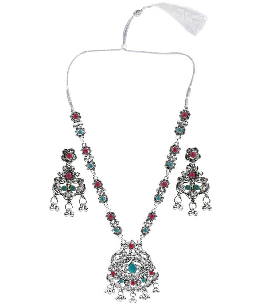     			Sunhari Jewels Multi Color German Necklace Set ( Pack of 1 )