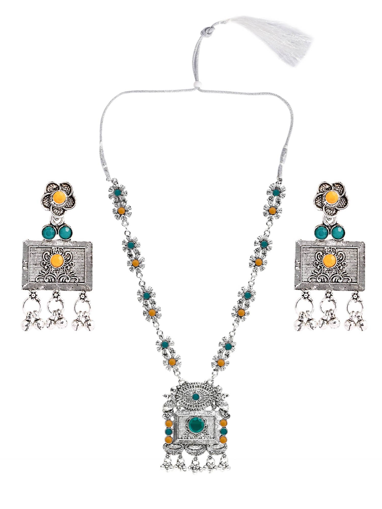     			Sunhari Jewels Multi Color German Necklace Set ( Pack of 1 )