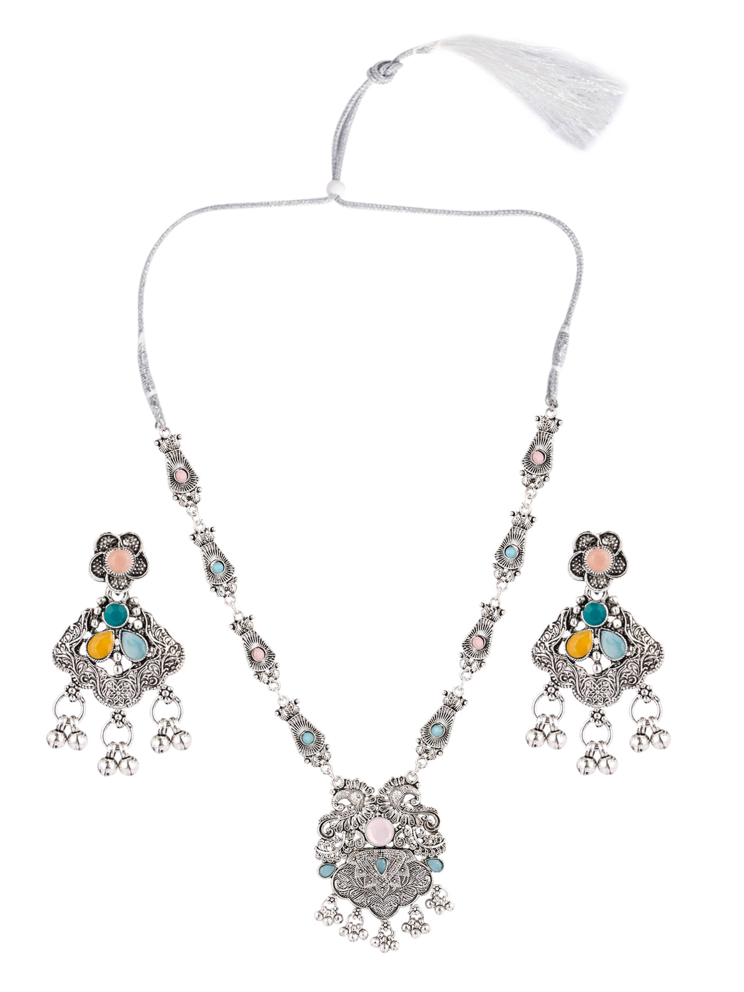     			Sunhari Jewels Multi Color German Necklace Set ( Pack of 1 )