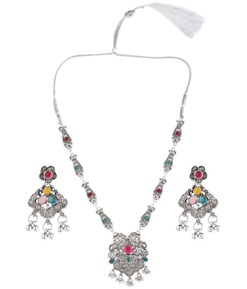     			Sunhari Jewels Multi Color German Necklace Set ( Pack of 1 )