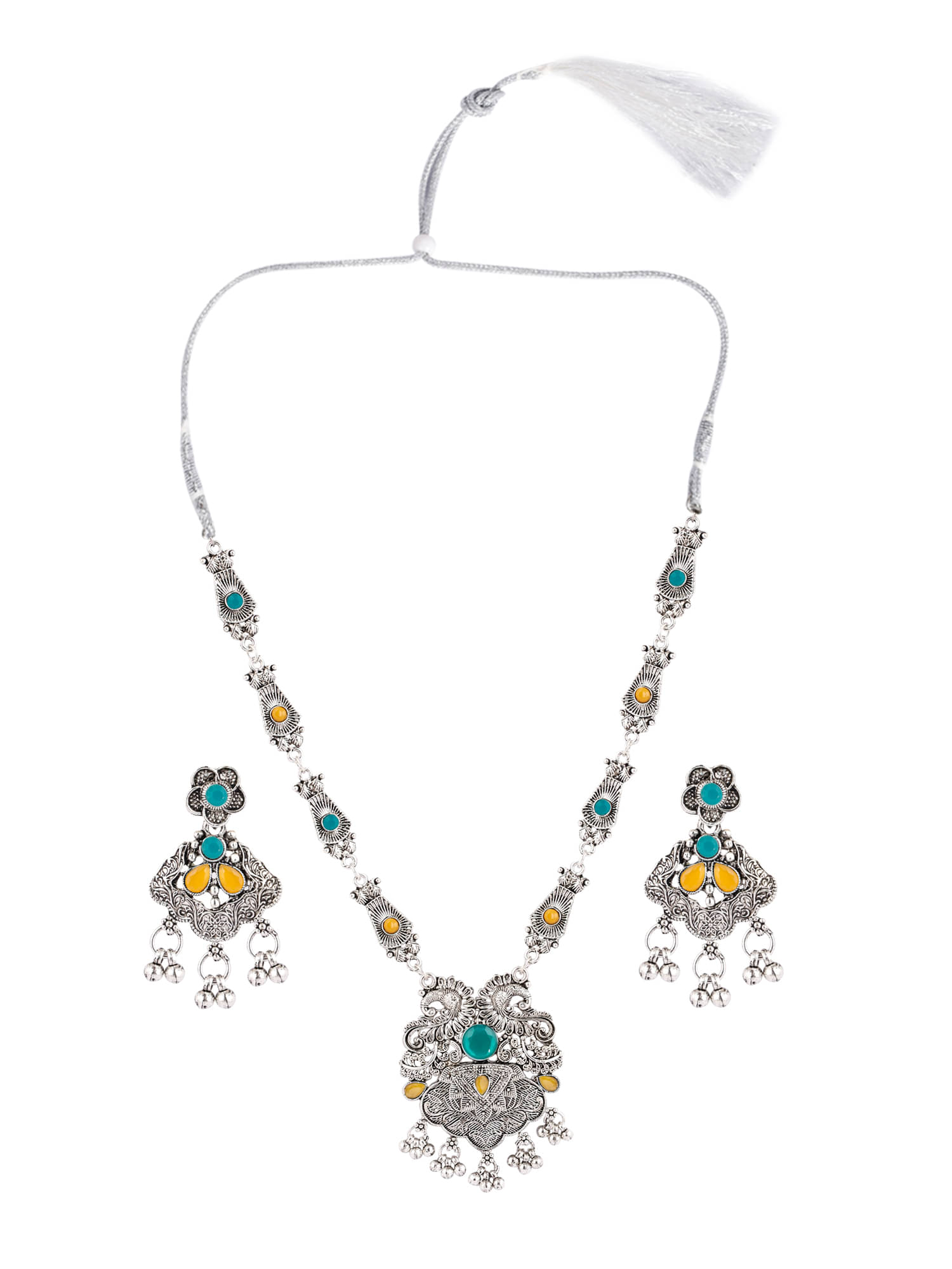     			Sunhari Jewels Multi Color German Necklace Set ( Pack of 1 )