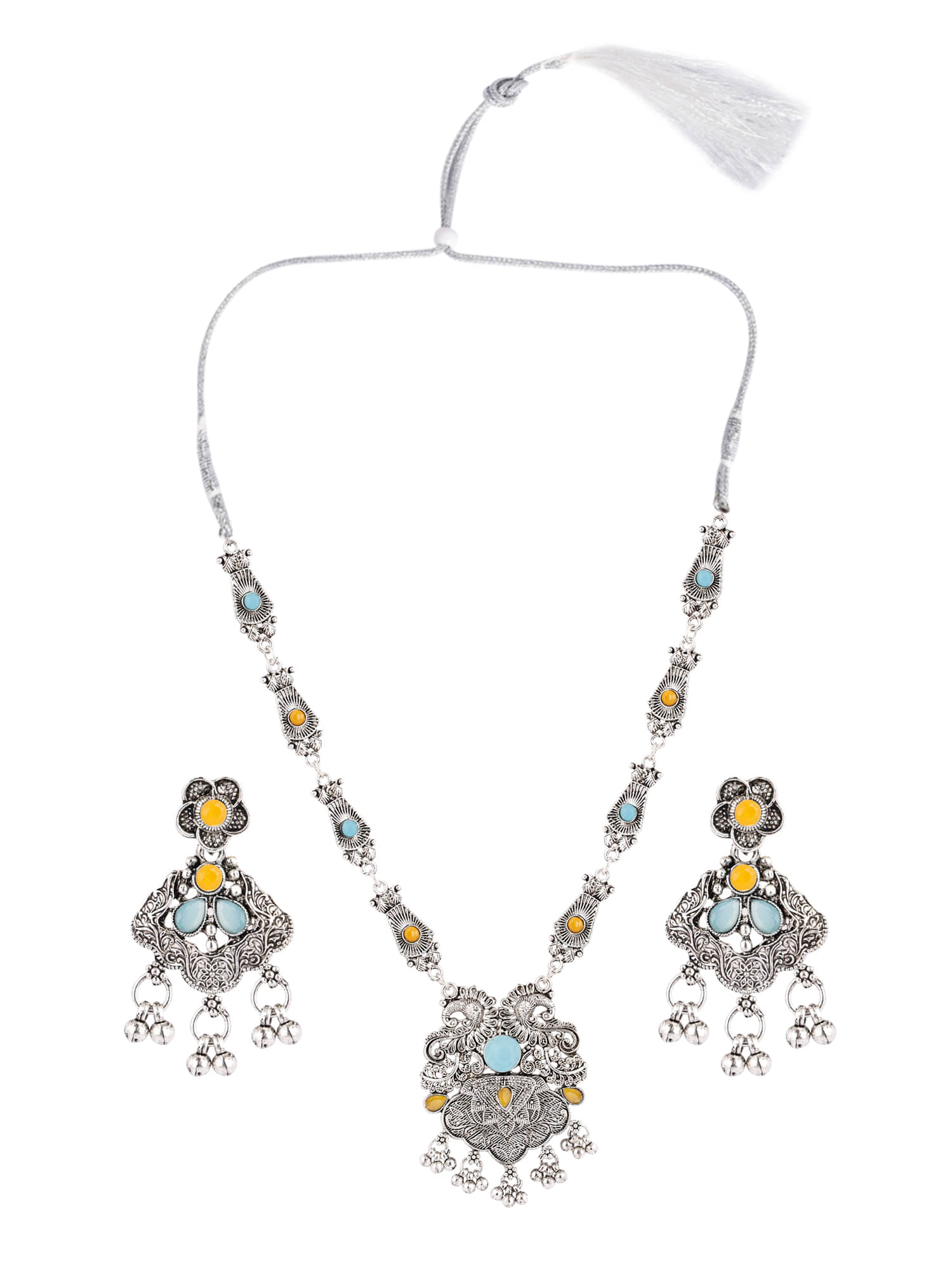    			Sunhari Jewels Multi Color German Necklace Set ( Pack of 1 )