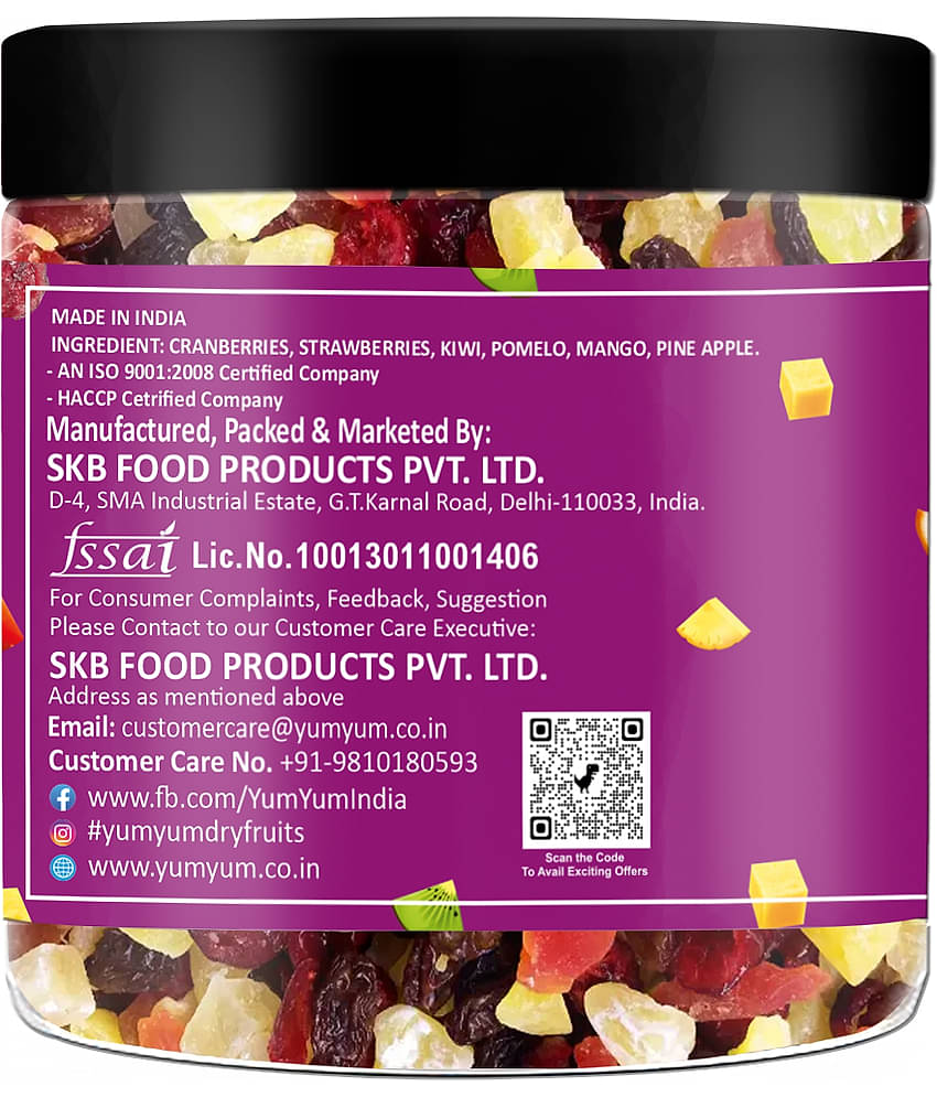 YUM YUM Mixed Dried Fruits Snack -200g Cranberries, Strawberries, Kiwi, Mango, Pineapple, (200 g)