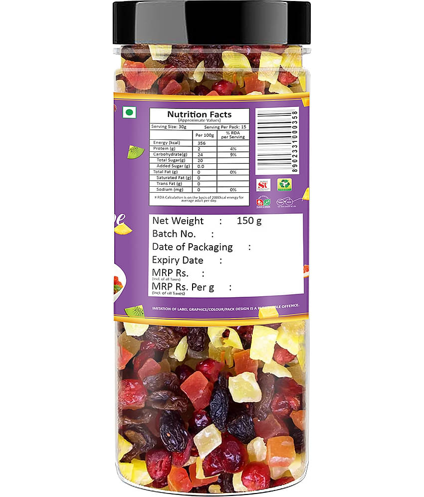 YUM YUM Mixed Dried Fruits -Cranberries,Strawberries,Kiwi,Mango,Pineapple,Kiwi, (150 g)
