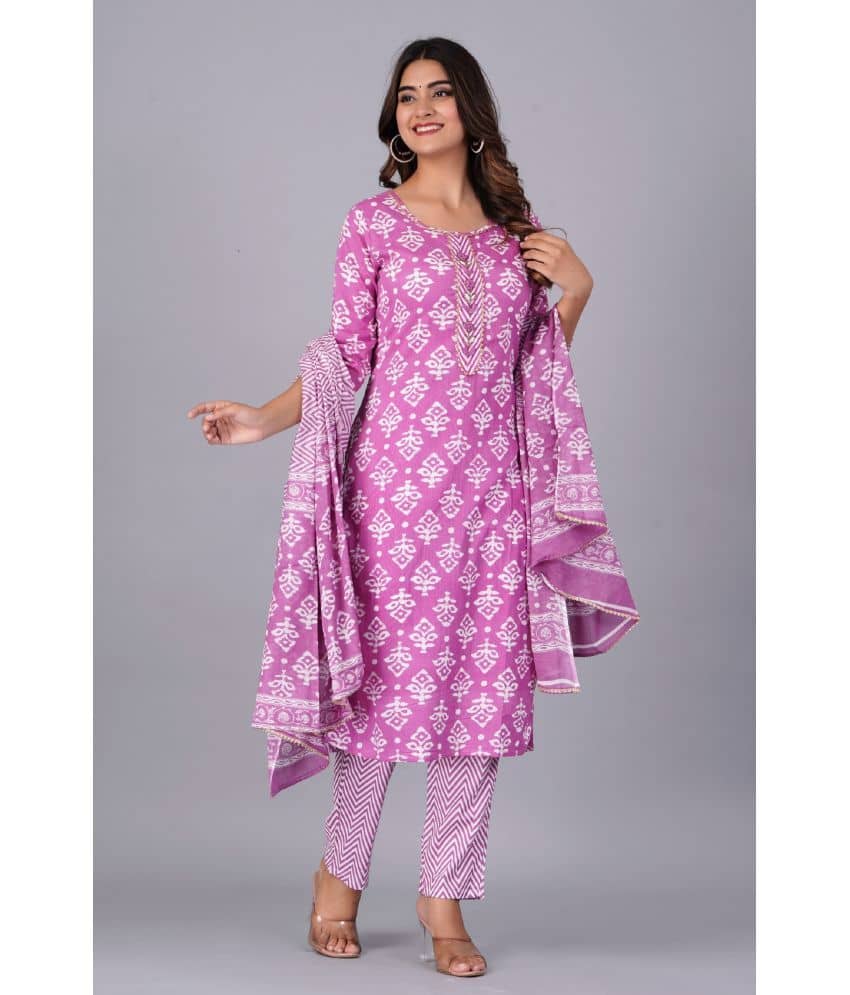 AAYUFAB Rayon Printed Kurti With Pants Women's Stitched Salwar Suit - Pink ( Pack of 1 )