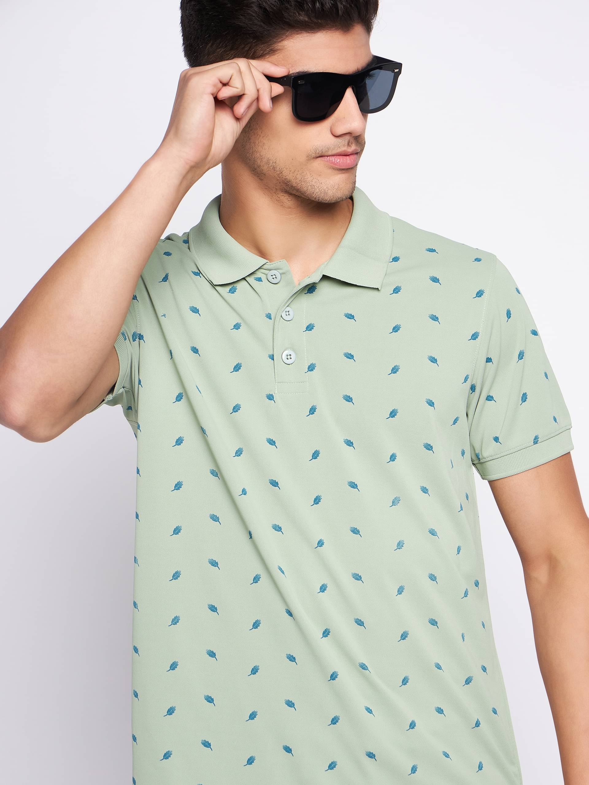 Auxamis Pack of 1 Cotton Blend Regular Fit Printed Half Sleeves Men's Polo T Shirt ( Sea Green ) Auxamis Pack of 1 Cotton Blend Regular Fit Printed Half Sleeves Men's Polo T Shirt ( Sea Green )