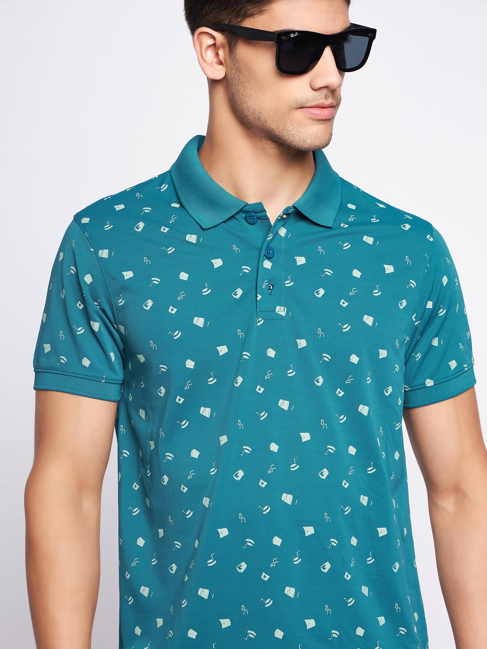     			Auxamis Pack of 1 Cotton Blend Regular Fit Printed Half Sleeves Men's Polo T Shirt ( Blue )