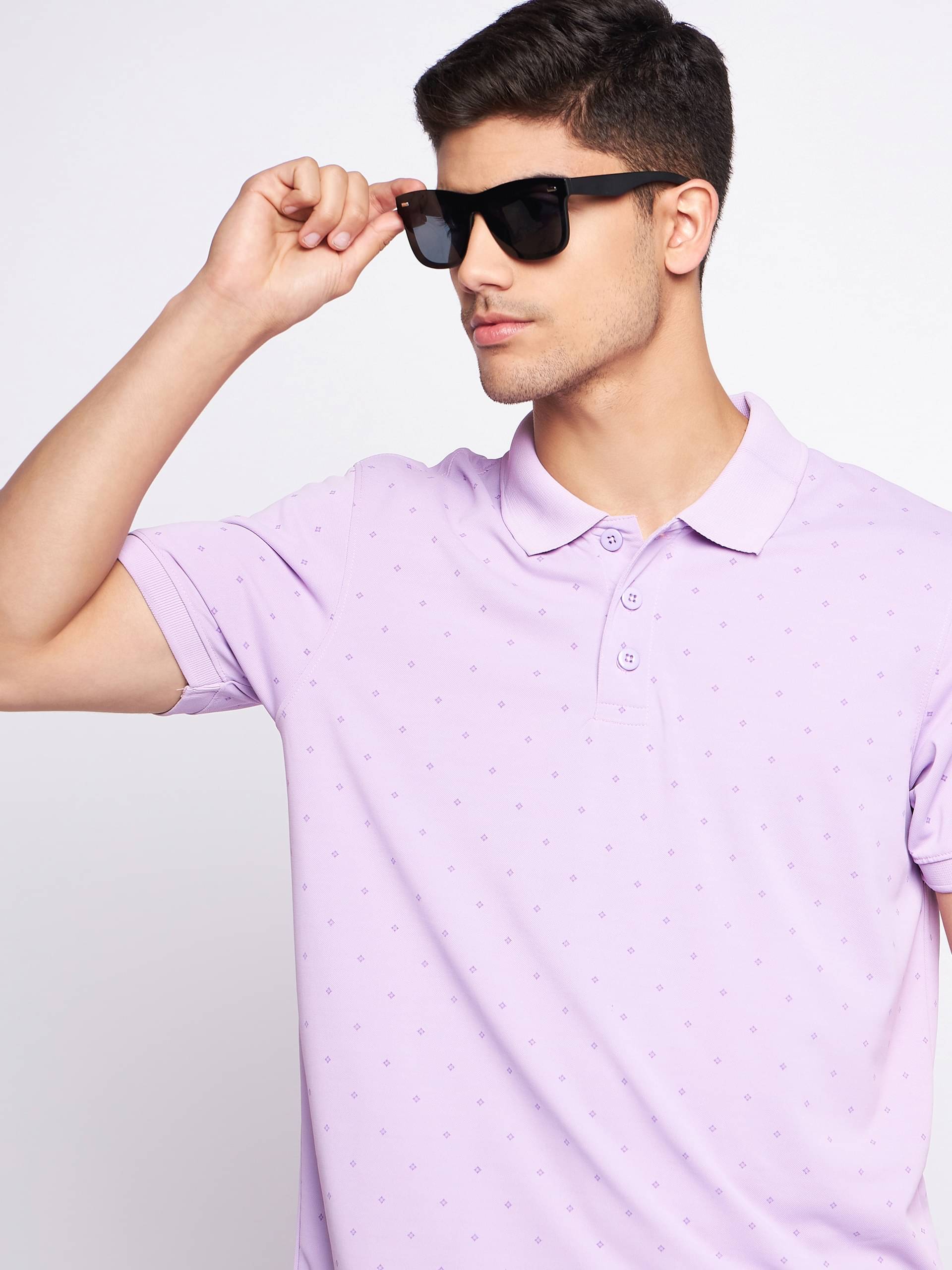     			Auxamis Pack of 1 Cotton Blend Regular Fit Printed Half Sleeves Men's Polo T Shirt ( Lavender )