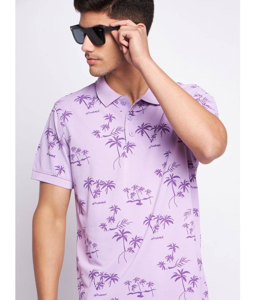     			Auxamis Pack of 1 Cotton Blend Regular Fit Printed Half Sleeves Men's Polo T Shirt ( Lavender )