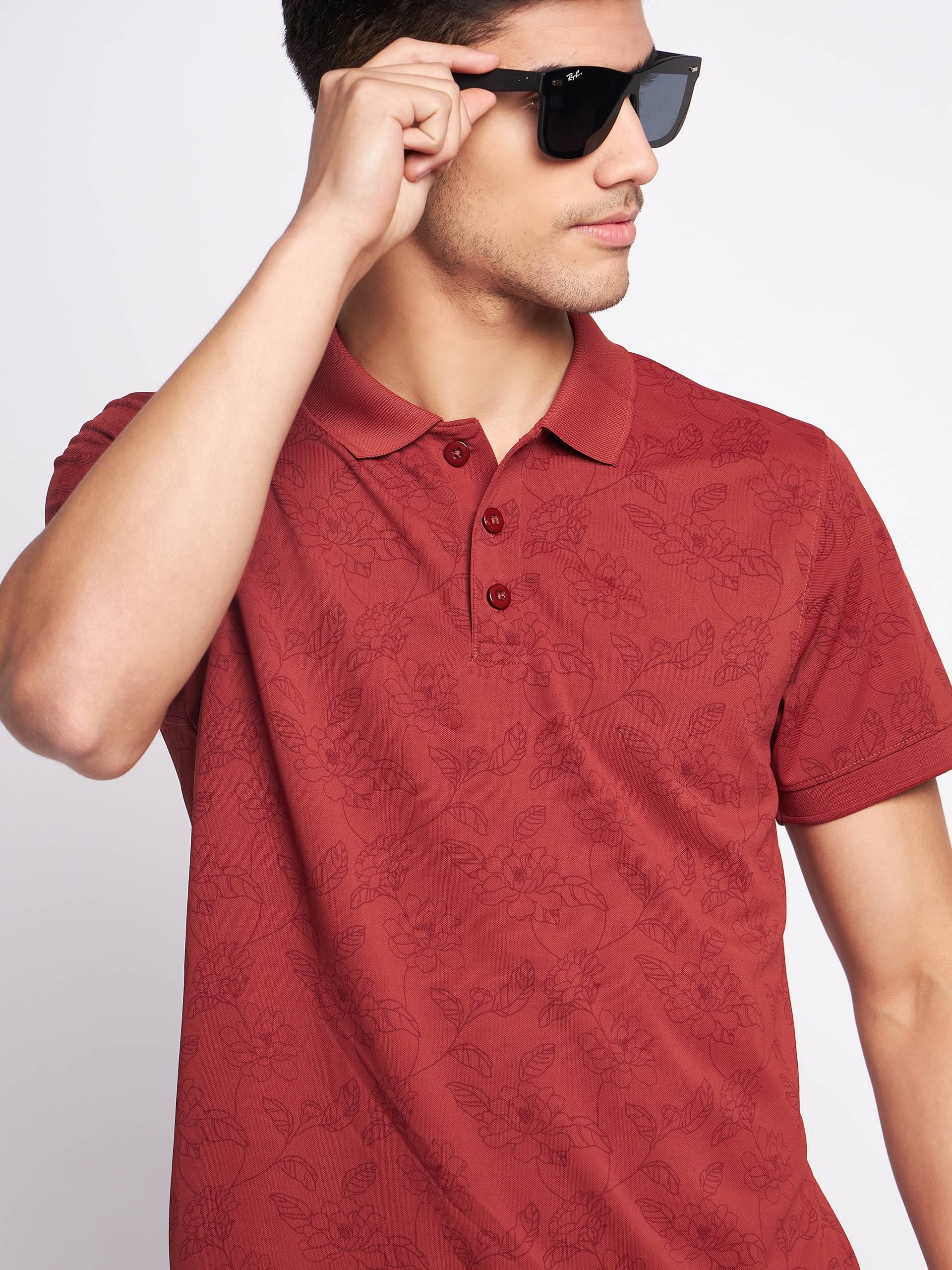 Auxamis Pack of 1 Cotton Blend Regular Fit Printed Half Sleeves Men's Polo T Shirt ( Rust ) Auxamis Pack of 1 Cotton Blend Regular Fit Printed Half Sleeves Men's Polo T Shirt ( Rust )