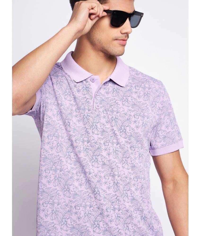 Auxamis Pack of 1 Cotton Blend Regular Fit Printed Half Sleeves Men's Polo T Shirt ( Lavender ) Auxamis Pack of 1 Cotton Blend Regular Fit Printed Half Sleeves Men's Polo T Shirt ( Lavender )