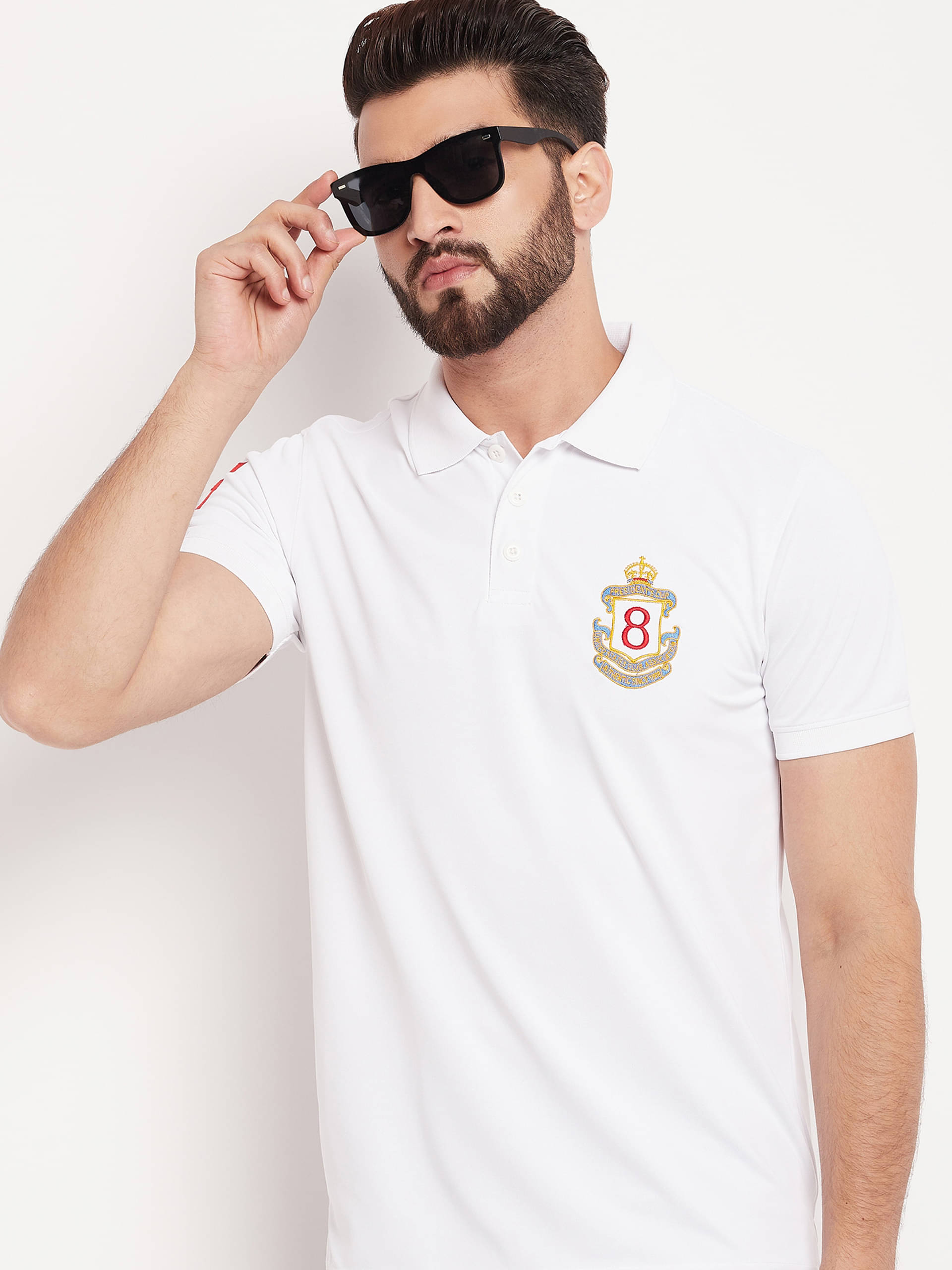     			Auxamis Pack of 1 Cotton Blend Regular Fit Embroidered Half Sleeves Men's Polo T Shirt ( White )