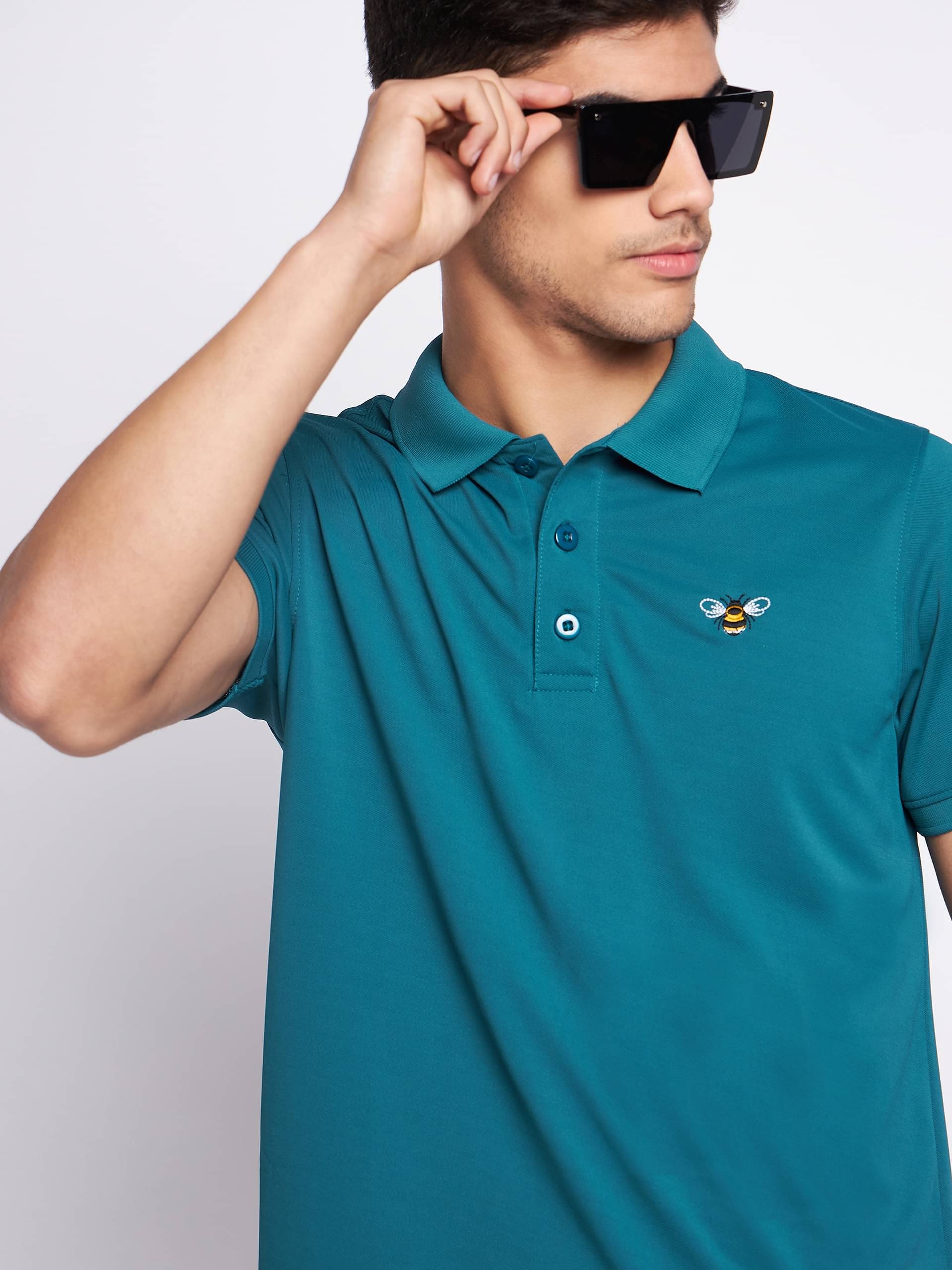     			Auxamis Pack of 1 Cotton Blend Regular Fit Solid Half Sleeves Men's Polo T Shirt ( Blue )