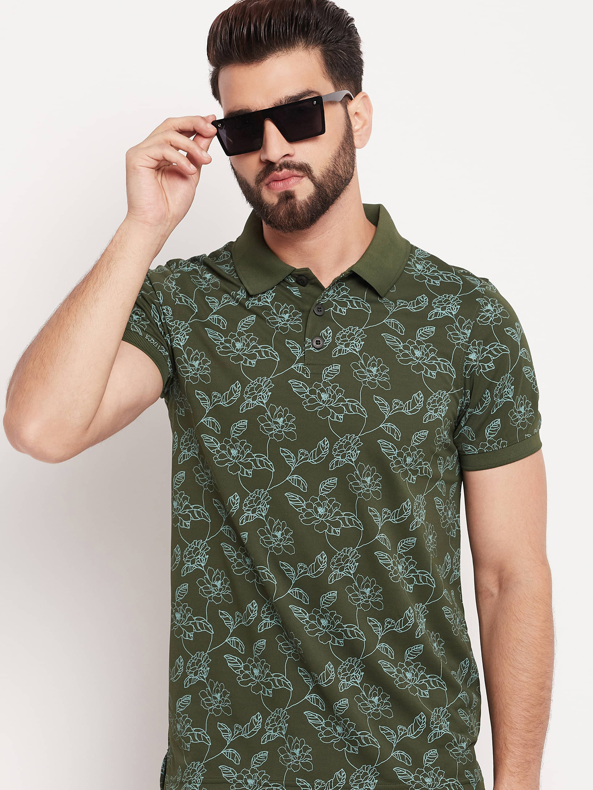 Auxamis Pack of 1 Cotton Blend Regular Fit Printed Half Sleeves Men's Polo T Shirt ( Olive ) Auxamis Pack of 1 Cotton Blend Regular Fit Printed Half Sleeves Men's Polo T Shirt ( Olive )