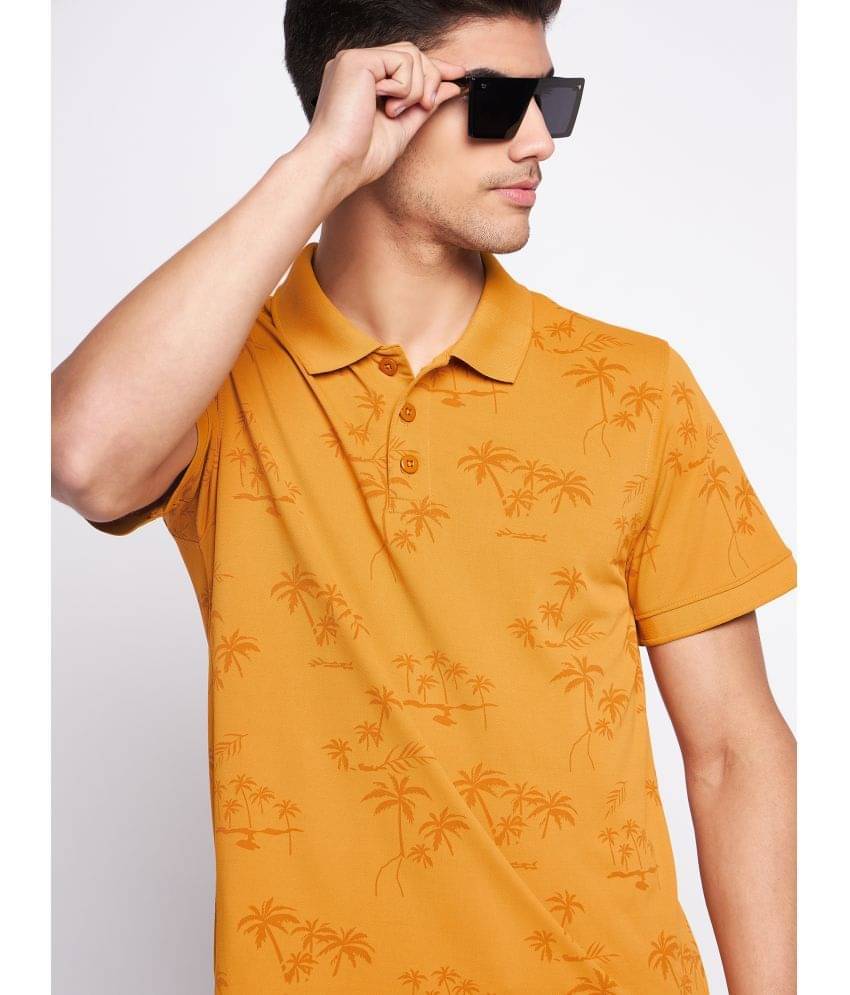     			Auxamis Pack of 1 Cotton Blend Regular Fit Printed Half Sleeves Men's Polo T Shirt ( Mustard )