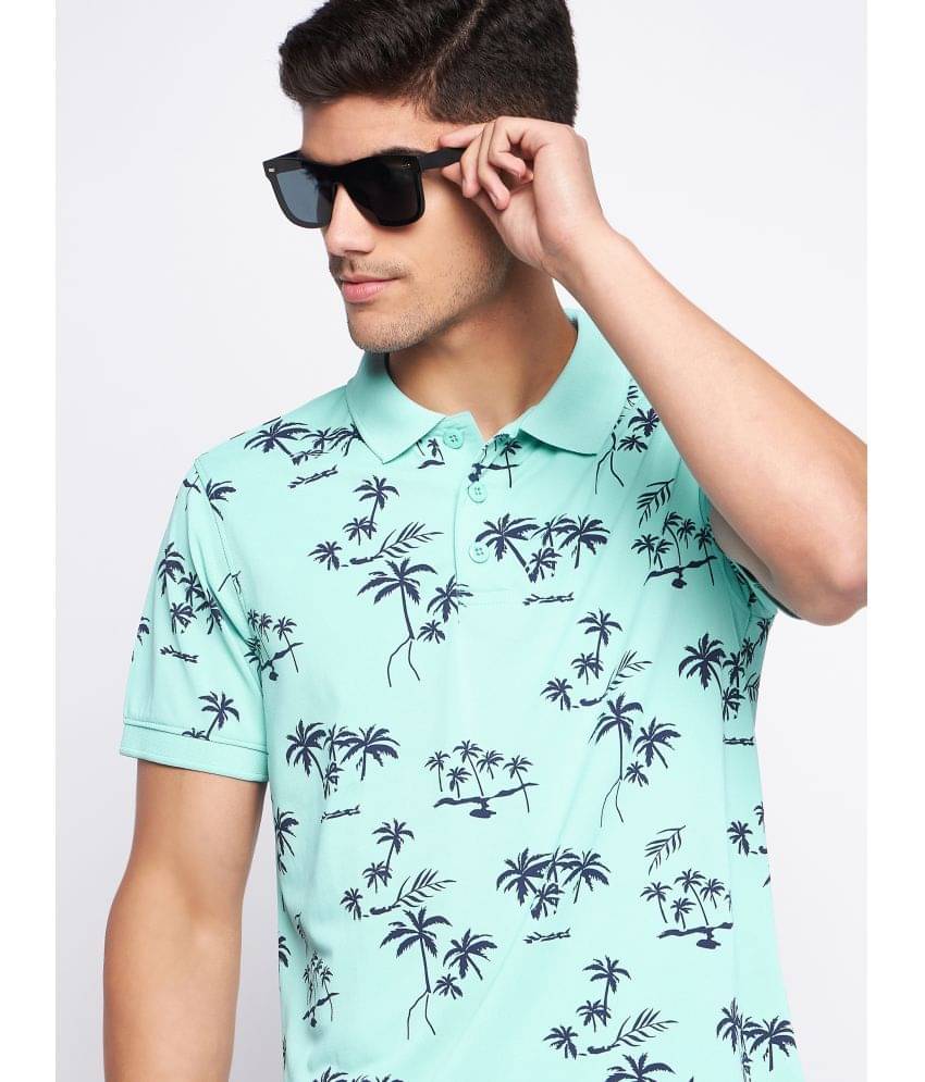 Auxamis Pack of 1 Cotton Blend Regular Fit Printed Half Sleeves Men's Polo T Shirt ( Aqua ) Auxamis Pack of 1 Cotton Blend Regular Fit Printed Half Sleeves Men's Polo T Shirt ( Aqua )