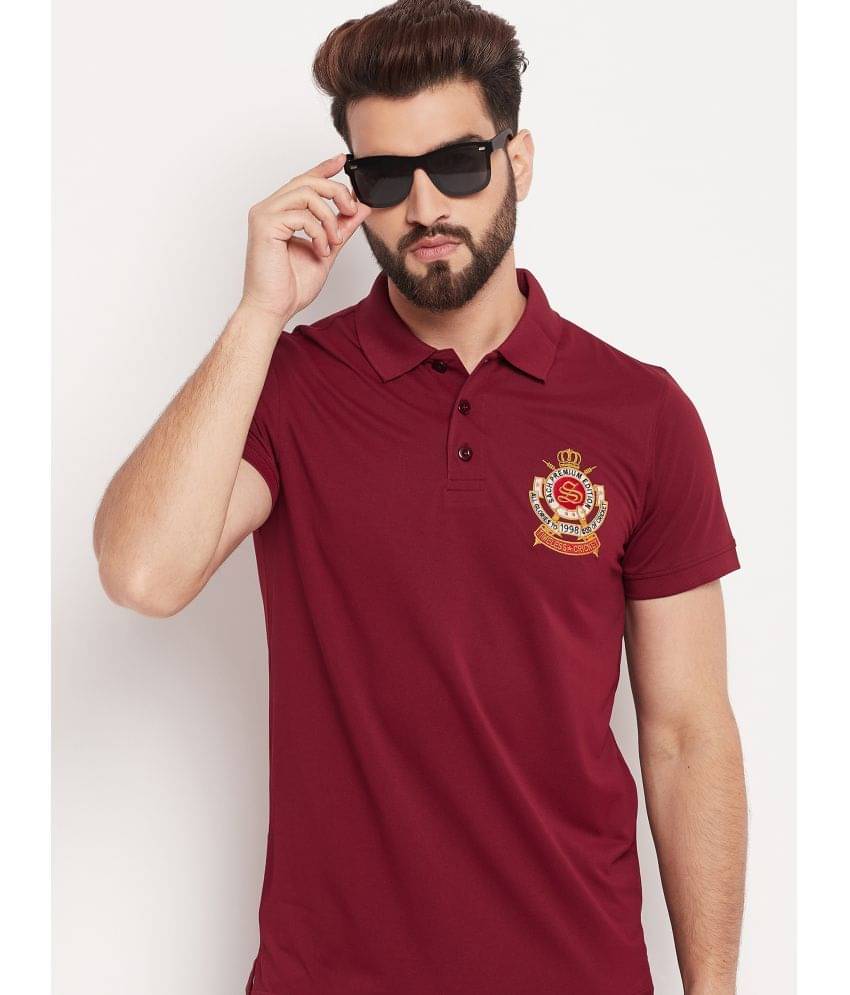     			Auxamis Pack of 1 Cotton Blend Regular Fit Embroidered Half Sleeves Men's Polo T Shirt ( Maroon )