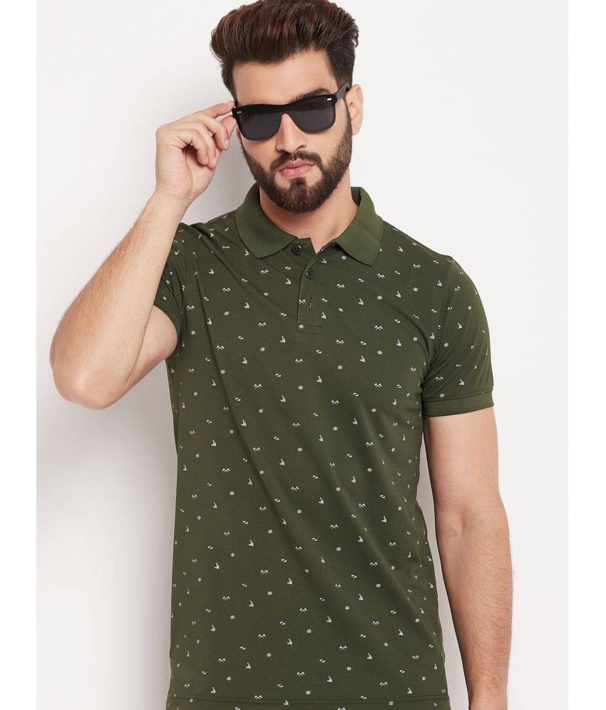 Auxamis Pack of 1 Cotton Blend Regular Fit Printed Half Sleeves Men's Polo T Shirt ( Olive ) Auxamis Pack of 1 Cotton Blend Regular Fit Printed Half Sleeves Men's Polo T Shirt ( Olive )