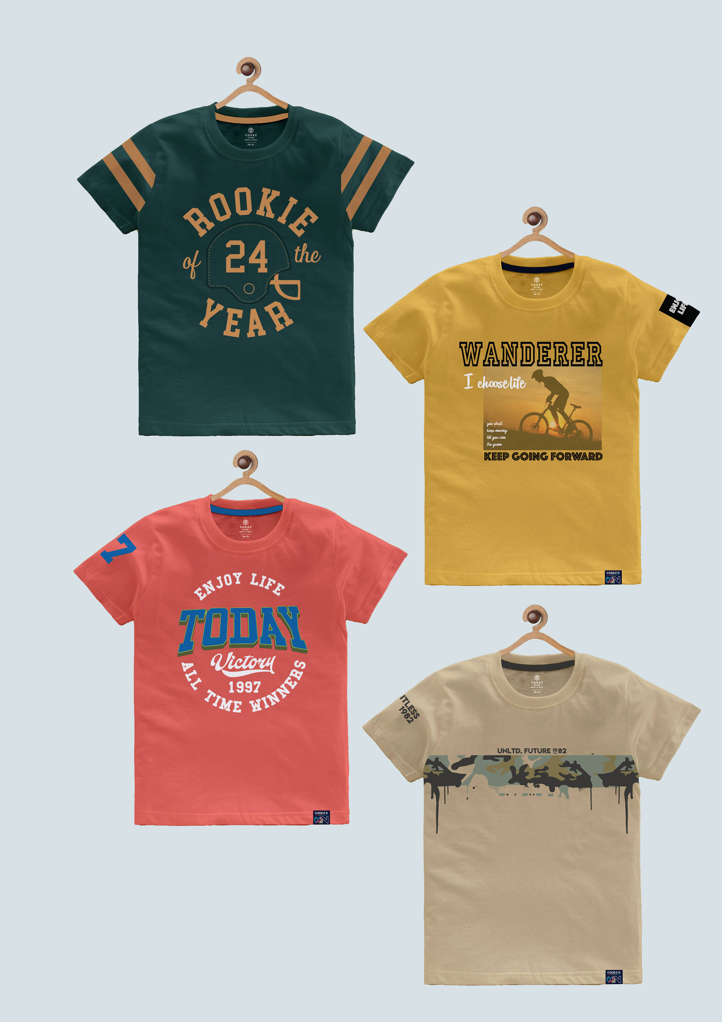     			CODEZ Pack of 3 Boys Cotton Blend T-Shirt ( Multi Color )