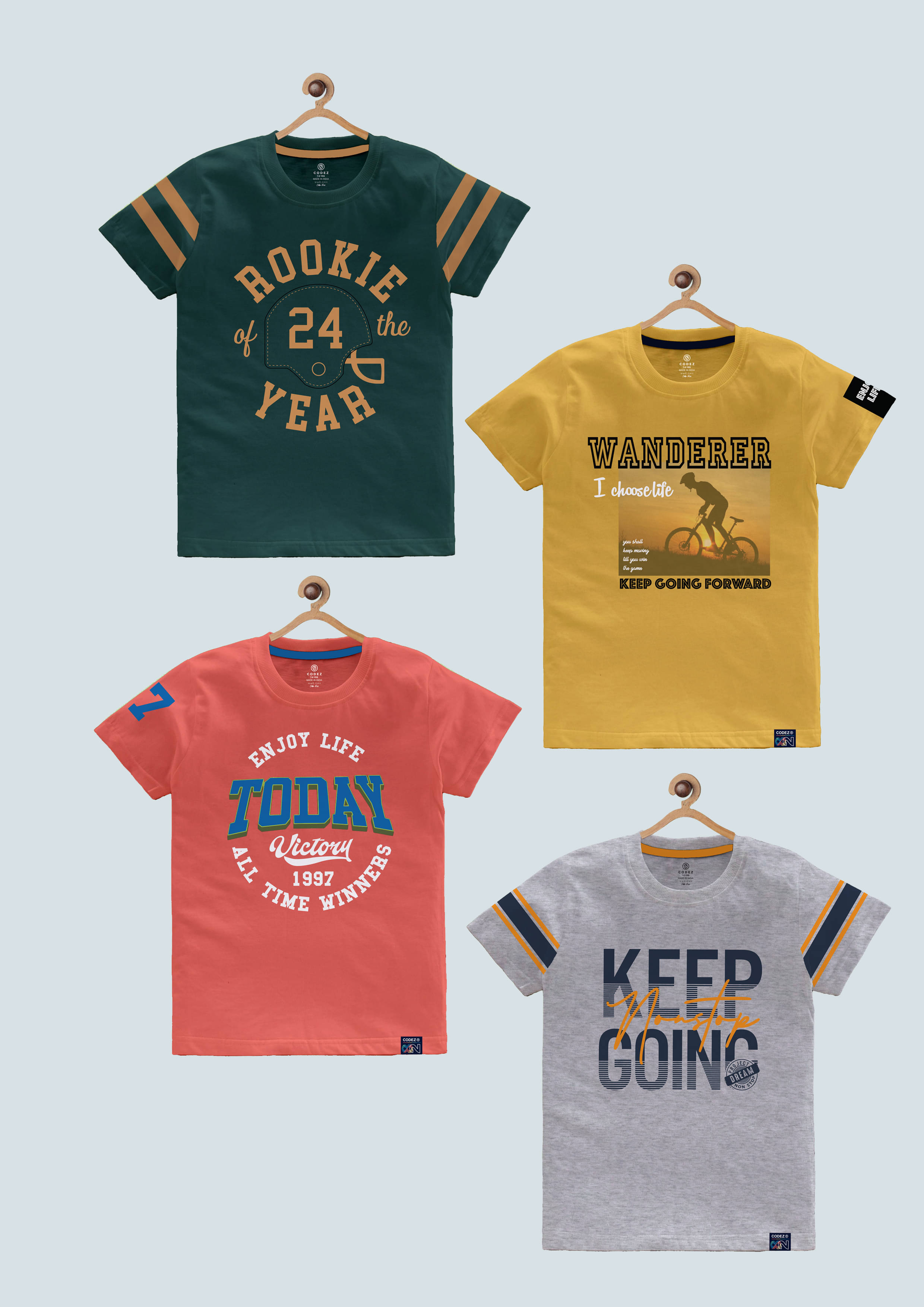CODEZ Pack of 4 Boys Cotton Blend T-Shirt ( Multi Color ) CODEZ Pack of 4 Boys Cotton Blend T-Shirt ( Multi Color )