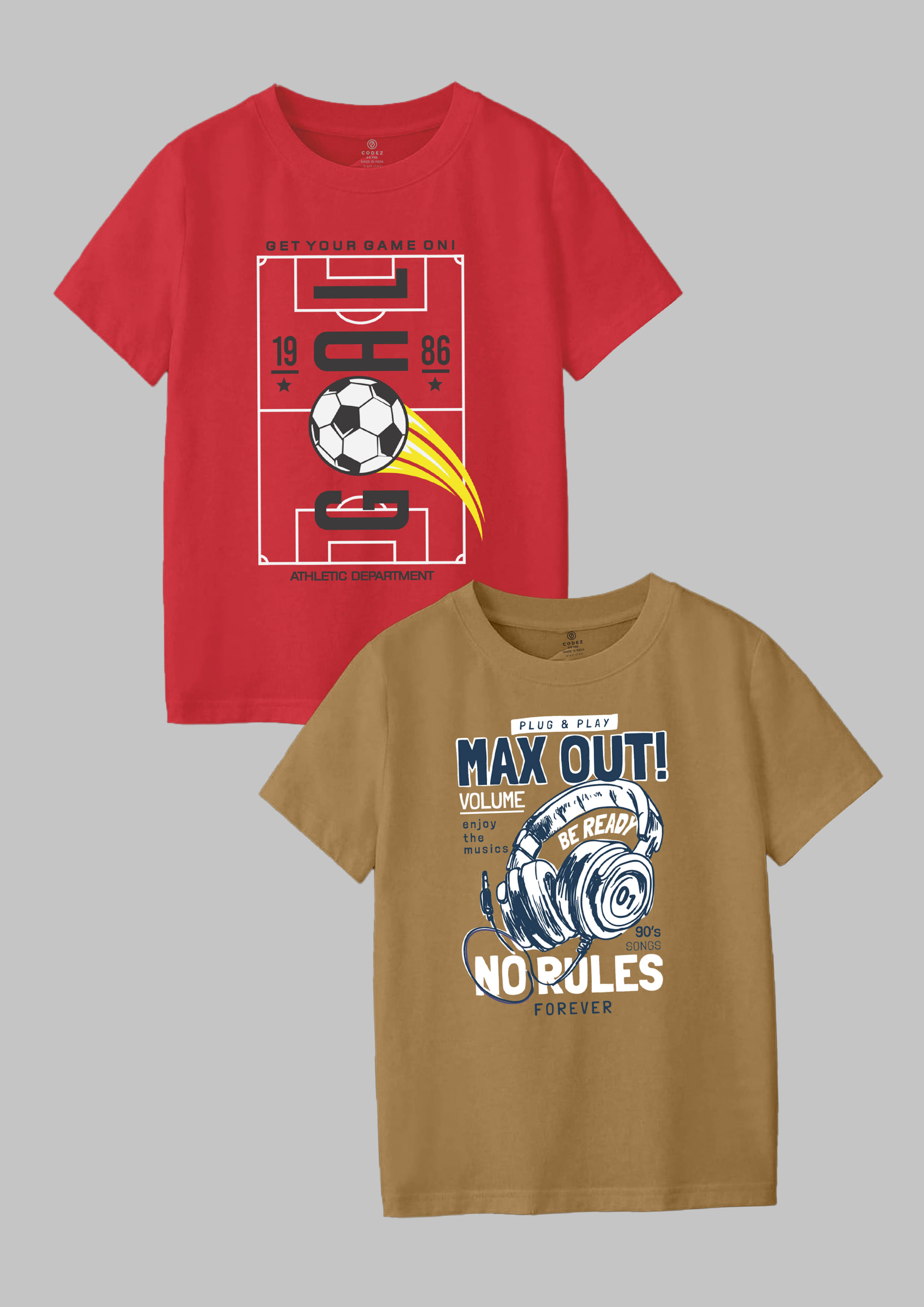     			CODEZ Pack of 2 Boys Cotton Blend T-Shirt ( Multicolor )