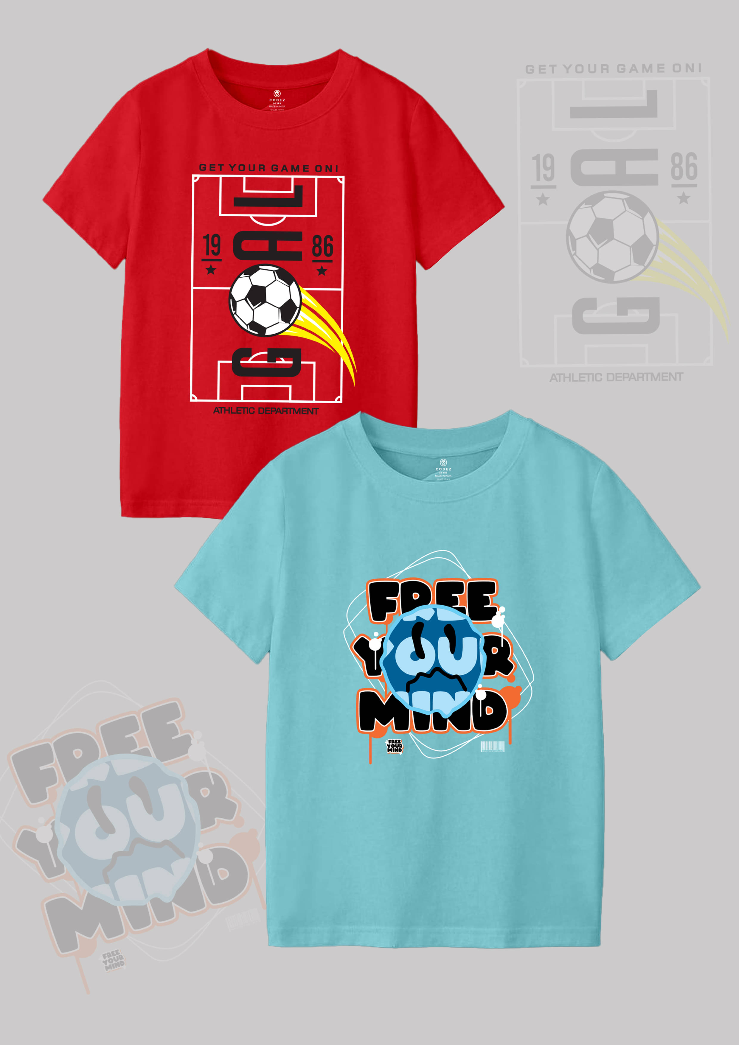     			CODEZ Pack of 2 Boys Cotton Blend T-Shirt ( Multicolor )