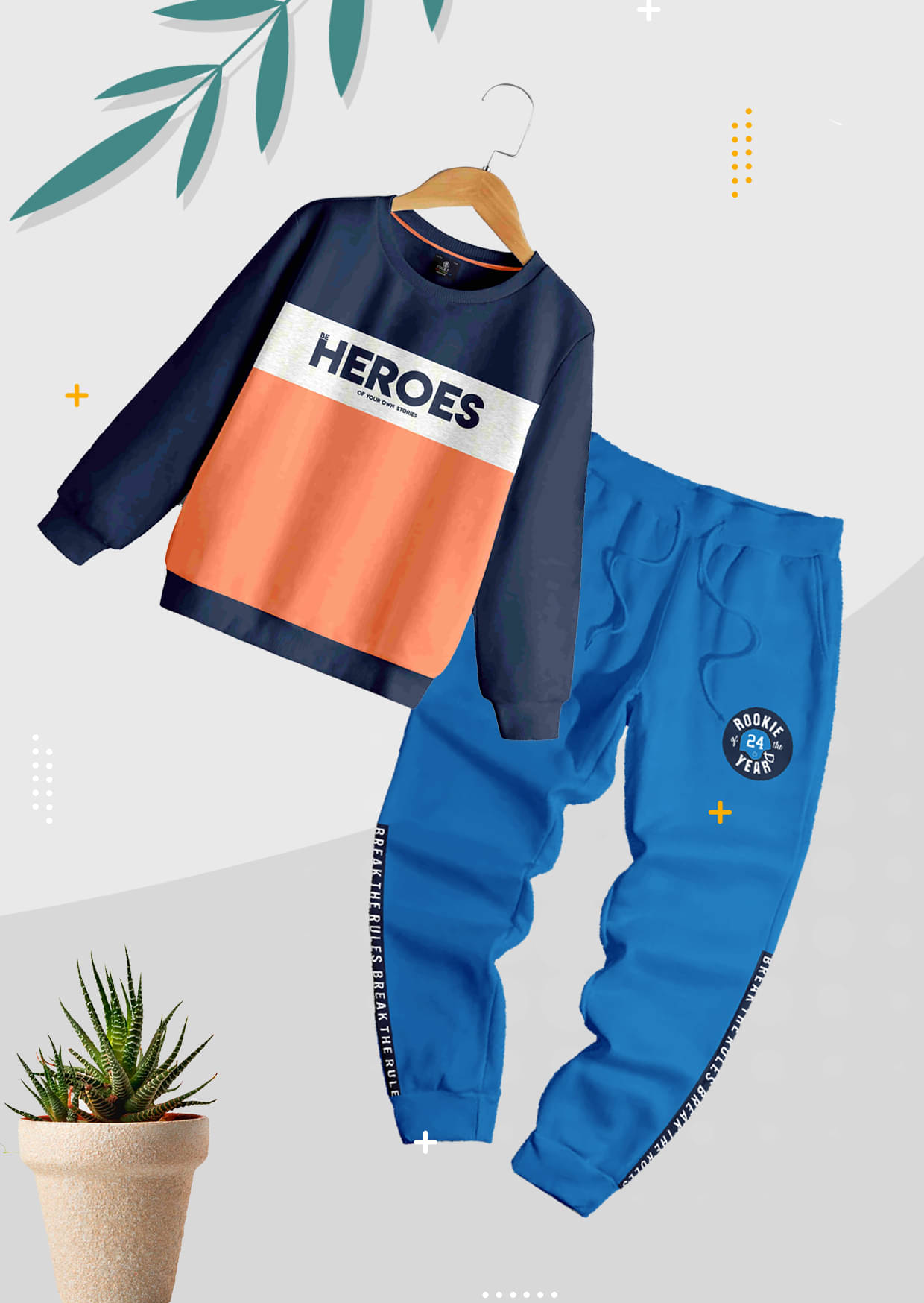     			CODEZ Pack of 2 Boys Fleece Sweatshirt & Trackpant Set ( Multicolor )