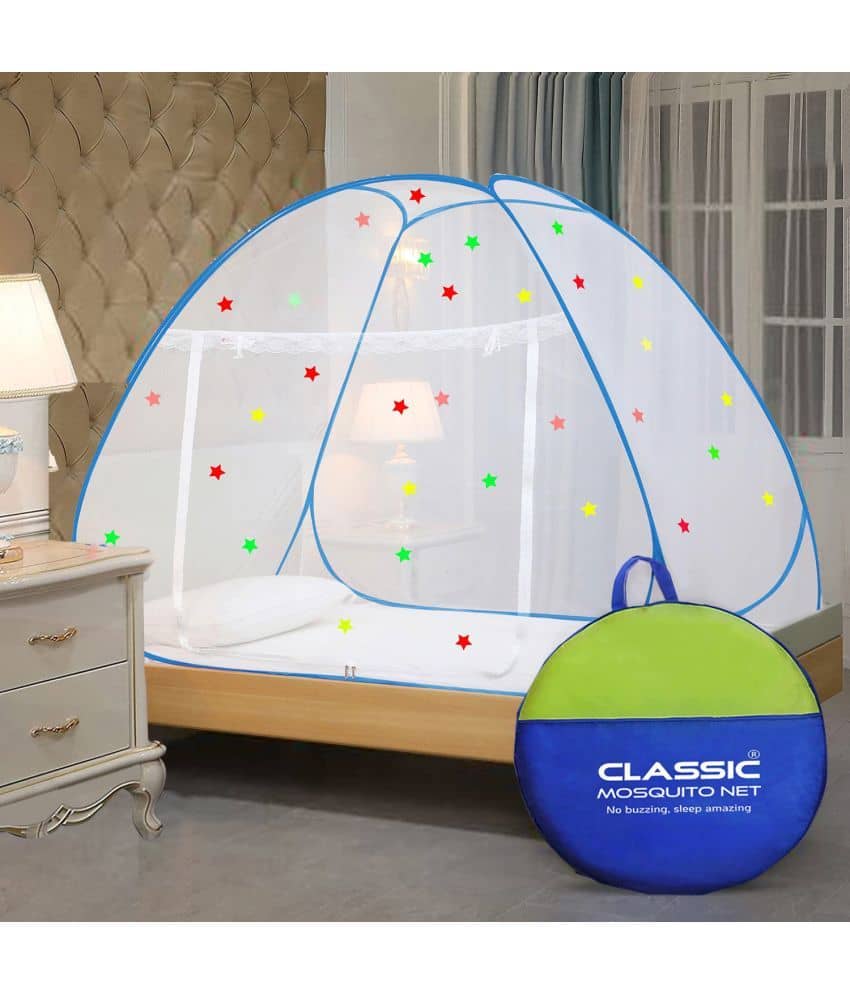 Classic Mosquito Net, Machardani - Blue Polycotton Foldable Mosquito Net, Machardani ( Pack of 1 )