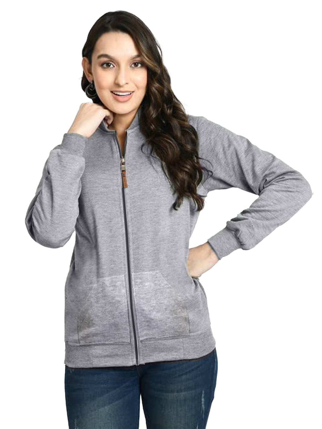     			Leotude - Fleece Grey Bomber Jackets