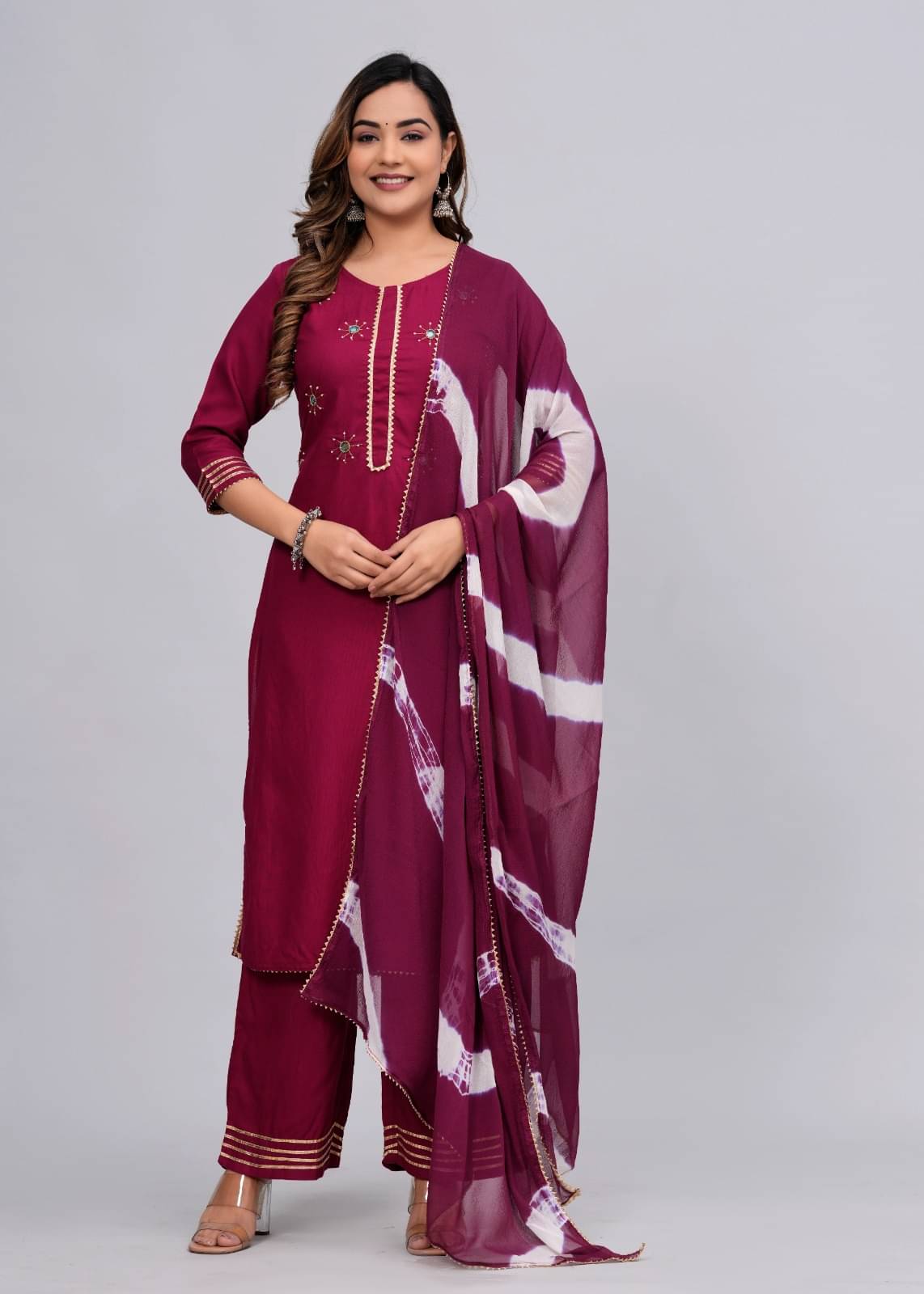 MAUKA Rayon Embellished Kurti With Palazzo Women's Stitched Salwar Suit - Maroon ( Pack of 1 ) MAUKA Rayon Embellished Kurti With Palazzo Women's Stitched Salwar Suit - Maroon ( Pack of 1 )